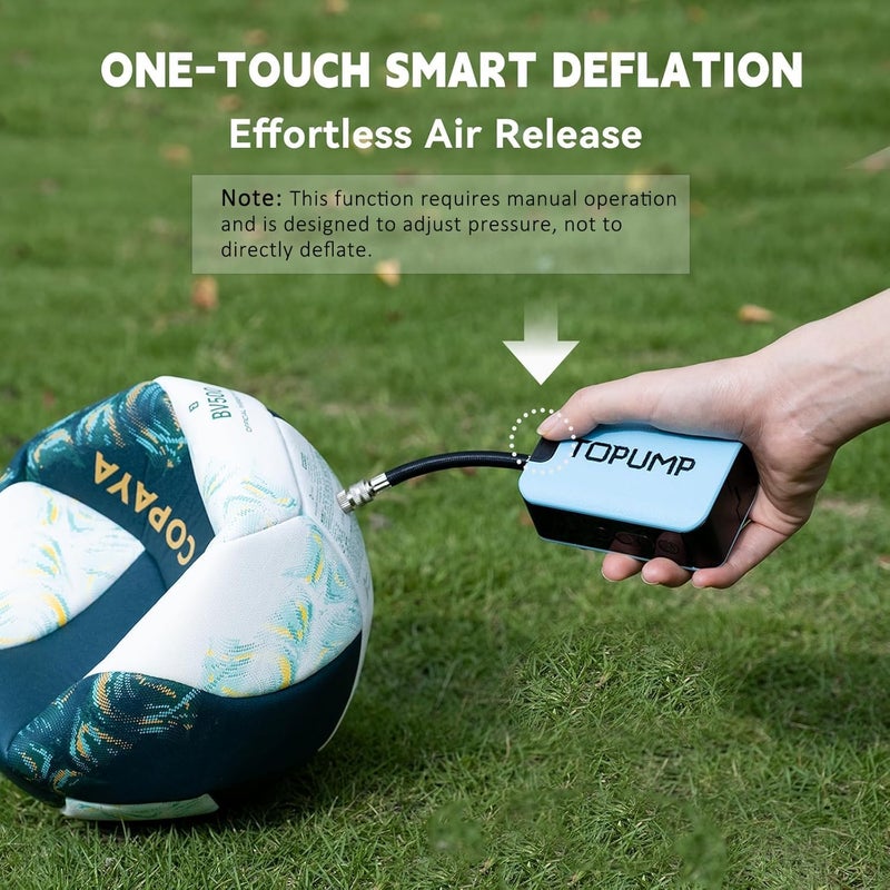 TOPUMP Electric Ball Pump with Inflation & Deflation, Portable Rechargeable Ball Pump with Pressure Gauge (Max 20PSI), Suitable for Basketball, Soccer, Volleyball and Rugby - Image 5